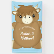 Scottish Highland Koe Baby shower Blue