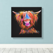 SCoTTiSH HigHLaND Koe "BRuCE" door SHiRLeY Mac Canvas Afdruk (Insitu (Houten vloer))