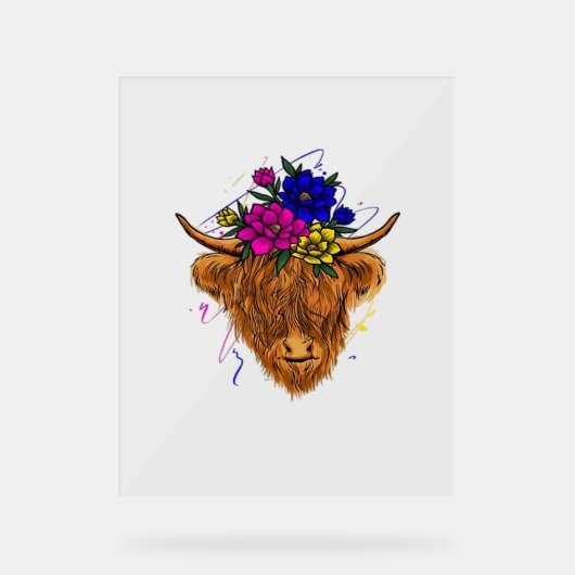 Scottish Highland Koe Cattle Koe Whisperer Farming Acryl Bord (Voorkant)