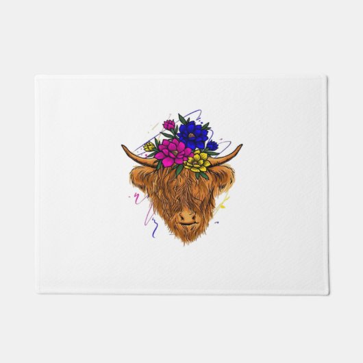 Scottish Highland Koe Cattle Koe Whisperer Farming Deurmat (Voorkant)
