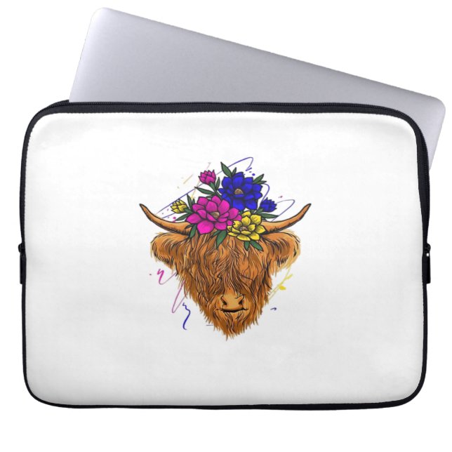 Scottish Highland Koe Cattle Koe Whisperer Farming Laptop Sleeve (Voorkant)