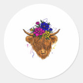 Scottish Highland Koe Cattle Koe Whisperer Farming Ronde Sticker (Voorkant)