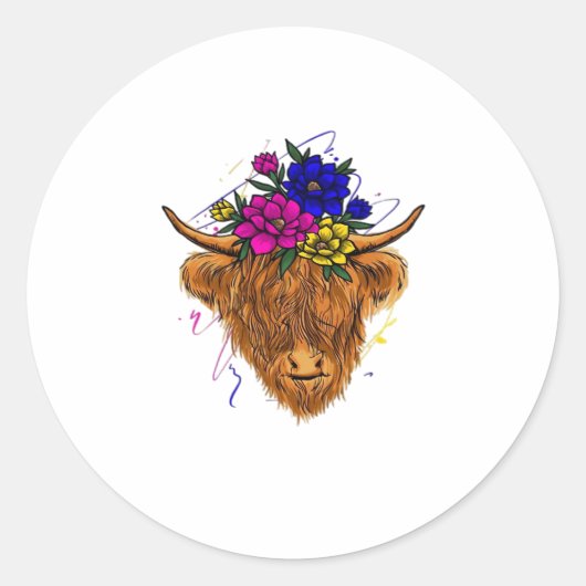 Scottish Highland Koe Cattle Koe Whisperer Farming Ronde Sticker (Voorkant)