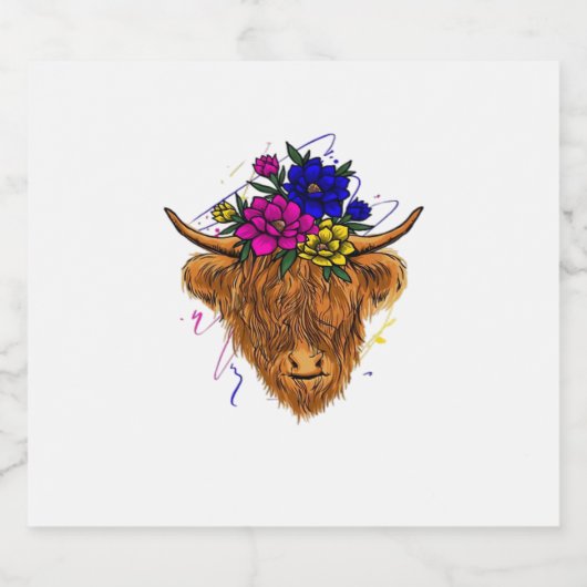 Scottish Highland Koe Cattle Koe Whisperer Farming Sparkling Wijnetiket (Enkel label)