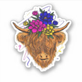 Scottish Highland Koe Cattle Koe Whisperer Farming Sticker (Voorkant)