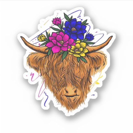 Scottish Highland Koe Cattle Koe Whisperer Farming Sticker (Voorkant)