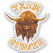 Scottish Highland Koe Celebrates Team Ginger Sticker (Voorkant)