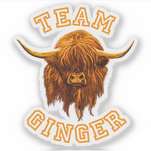 Scottish Highland Koe Celebrates Team Ginger Sticker (Voorkant)