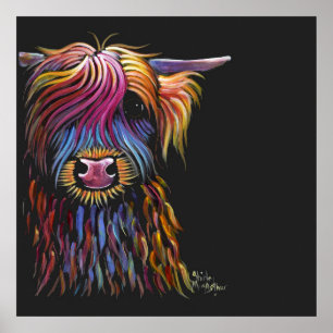 Scottish Highland Koe ' FLoWER PoT ' van Shirley M Poster