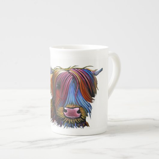 Scottish Highland Koe "PODGER" door Shirley M Porselein Kop (Voorkant rechts)