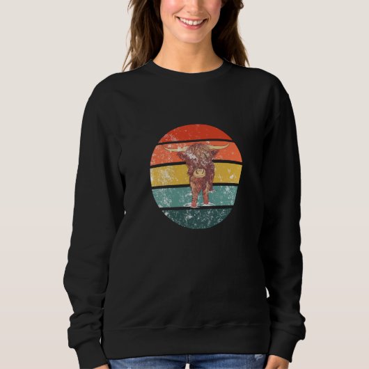 Scottish Highland Koe Retro Trui (Voorkant)