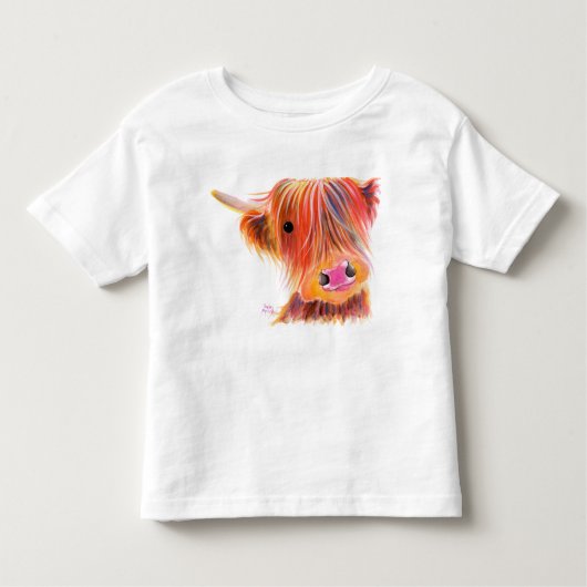 Scottish Highland Koe " SWEET SATSUMA " van Shirle Kinder Shirts (Voorkant)