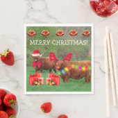 Scottish Highland Steer Funny Kerstmis Napkins Servet (Insitu)