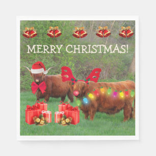 Scottish Highland Steer Funny Kerstmis Napkins Servet