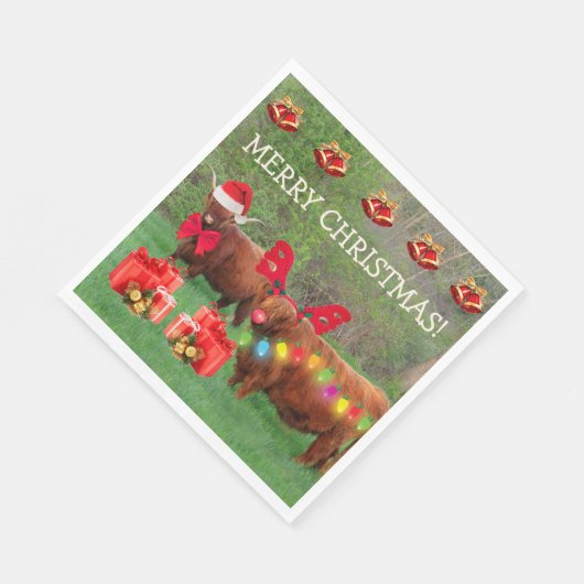Scottish Highland Steer Funny Kerstmis Napkins Servet (Hoek)