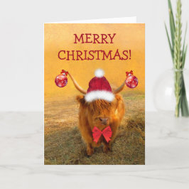 Scottish Highland Steer Kerstmis Feestdagen Kaart