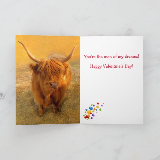 Scottish Highland Steer Valentijn Holiday Kaart (Binnen)