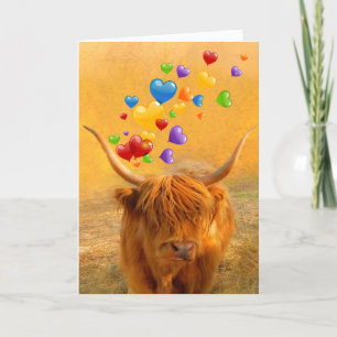 Scottish Highland Steer Valentijn Holiday Kaart