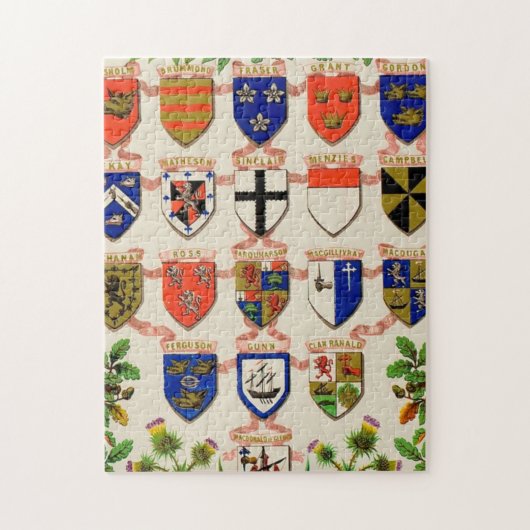Scottish Highlander Clan Coat of Arms Shields Legpuzzel (Verticaal)