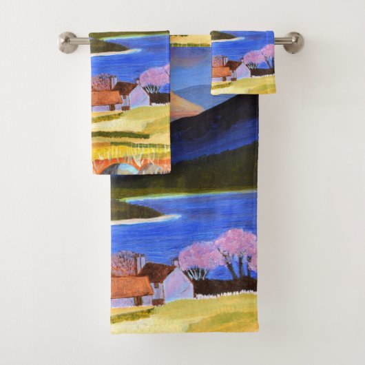 Scottish Highlands Bathroom Towel Set Bad Handdoek (Insitu)