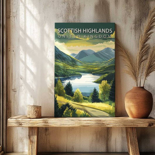 Scottish Highlands Travel Poster Canvas Print Art