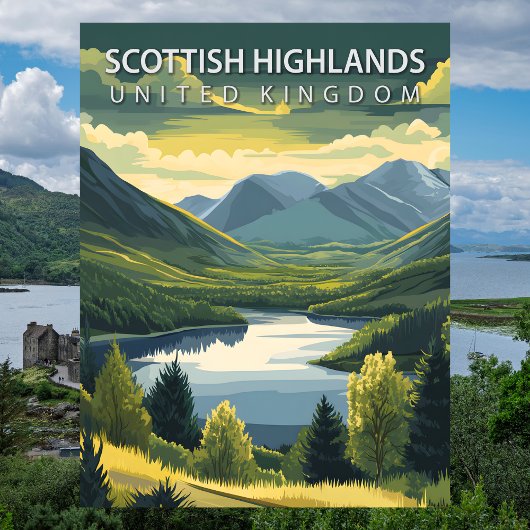 Scottish Highlands UK Mountains Landscape Travel Briefkaart