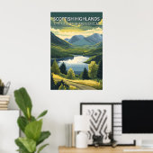 Scottish Highlands UK Mountains Landscape Travel Poster (Thuiskantoor)