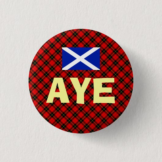 Scottish Independence Aye Wallace Tartan Badge Ronde Button 3,2 Cm (Voorkant)