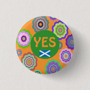 Scottish Independence Flower Power Saltire Badge Ronde Button 3,2 Cm