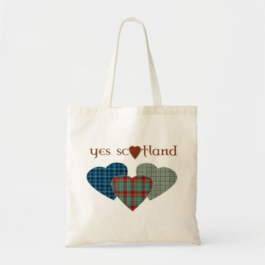 Scottish Independence Tartan Love Hearts Canvas ta Tote Bag (Voorkant)