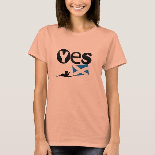 Scottish Independence Yes Cat Saltire T-shirt (Voorkant)