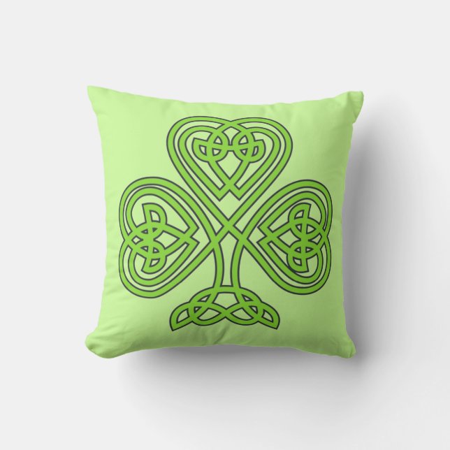 Scottish Irish Shamrock Celtic Green Knot Pattern Kussen (Voorkant)