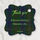 Scottish Kennedy Clan's Culzean Castle Tartan Bedankjes Labels (Achterkant)