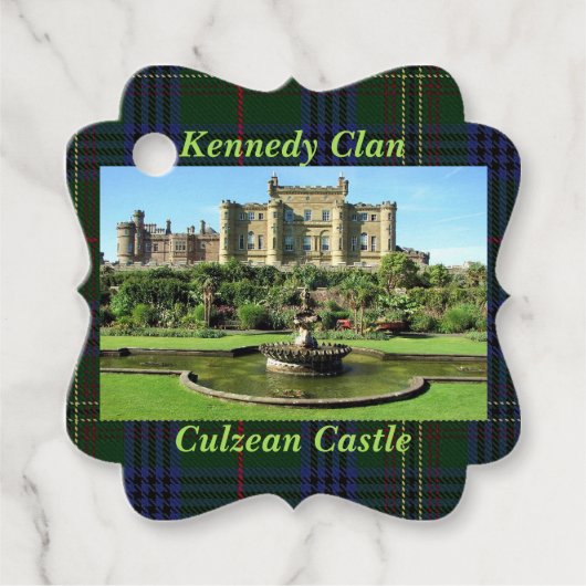 Scottish Kennedy Clan's Culzean Castle Tartan Bedankjes Labels (Voorkant)