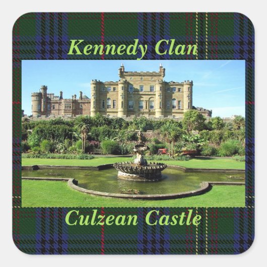 Scottish Kennedy Clan's Culzean Castle Tartan Vierkante Sticker (Voorkant)