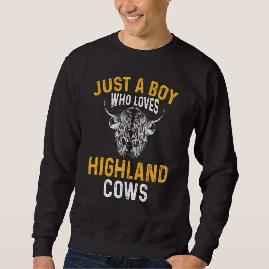Scottish Kids Just A Boy Who Loves Highland Cows Trui (Voorkant)