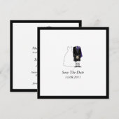 Scottish Kilt Bride & Groom Paars Save the Date (Voorkant / Achterkant)