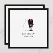 Scottish Kilt Bride & Groom Save the Date - red (Voorkant / Achterkant)