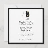 Scottish Kilt Bride & Groom Save the Date - yellow (Achterkant)