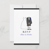Scottish Kilt Bride & Groom Wedding RSVP - blauw Kaartje (Voorkant)
