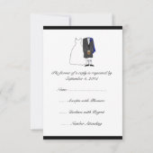 Scottish Kilt Bride & Groom Wedding RSVP - blauw Kaartje (Achterkant)