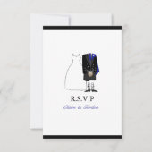 Scottish Kilt Bride & Groom Wedding RSVP - Blue (Voorkant)