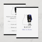 Scottish Kilt Bride & Groom Wedding RSVP - Blue (Voorkant / Achterkant)