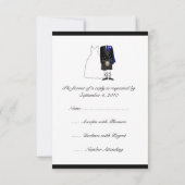 Scottish Kilt Bride & Groom Wedding RSVP - Blue Kaartje (Achterkant)