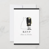 Scottish Kilt Bride & Groom Wedding RSVP - geel (Voorkant)