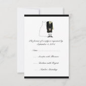 Scottish Kilt Bride & Groom Wedding RSVP - geel (Achterkant)