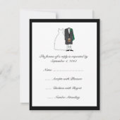 Scottish Kilt Bride & Groom Wedding RSVP-green RSVP Kaartje (Achterkant)