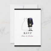 Scottish Kilt Bride & Groom Wedding RSVP - paars (Voorkant)