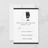 Scottish Kilt Bride & Groom Wedding RSVP - paars (Achterkant)
