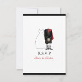 Scottish Kilt Bride & Groom Wedding RSVP - rood (Voorkant)